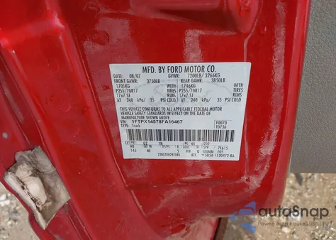 2008 Ford F-150 Fx4/Lariat/Xl/Xlt из США, поврежденный, VIN 1FTPX14578FA16467